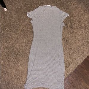 Stretchy striped high neck dress